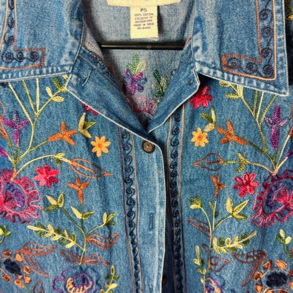 Scully Blue Floral Embroidered Jean Jacket - Picture 4 of 4